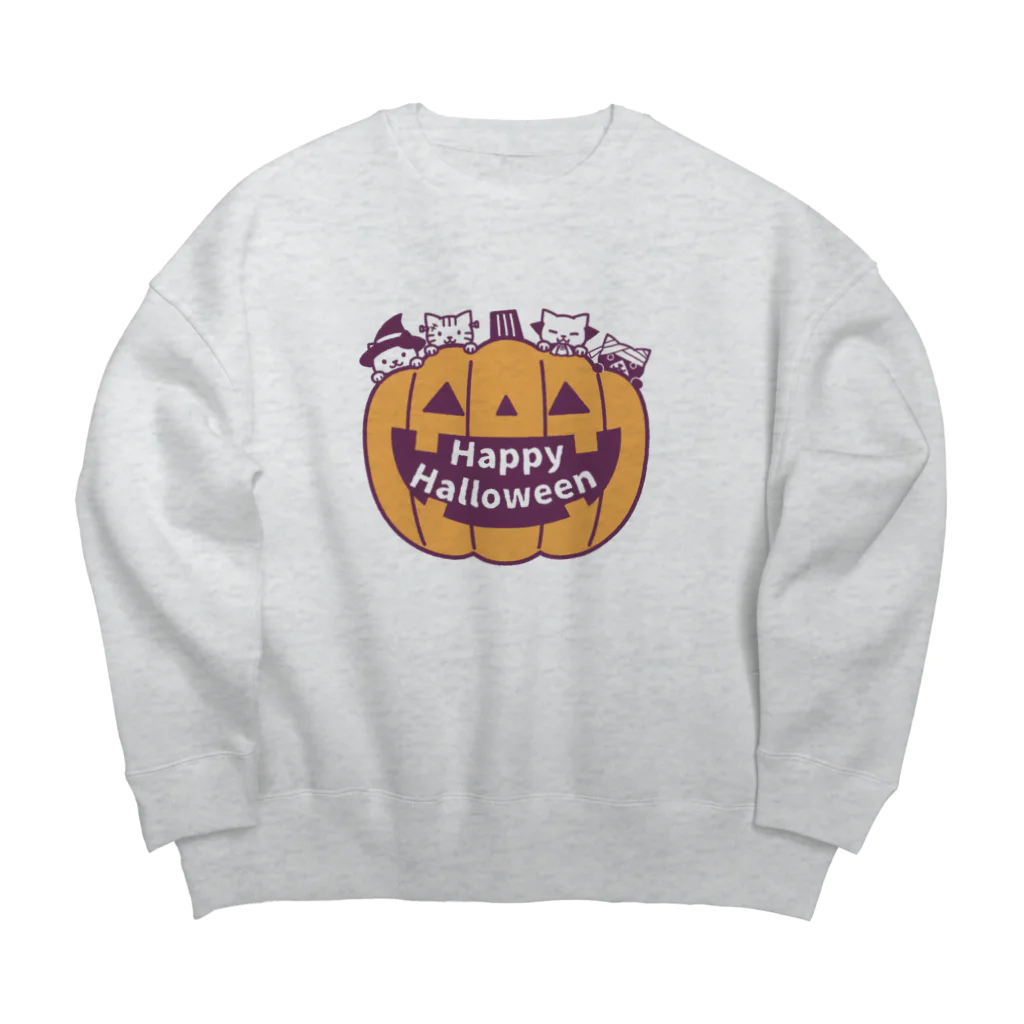 あずき缶の4匹の猫のハロウィーン Big Crew Neck Sweatshirt