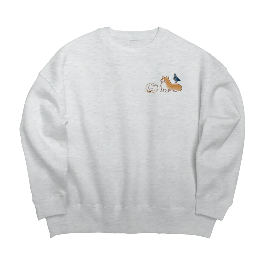 CHIKUSHOの仲良し動物コンビスウェット Big Crew Neck Sweatshirt