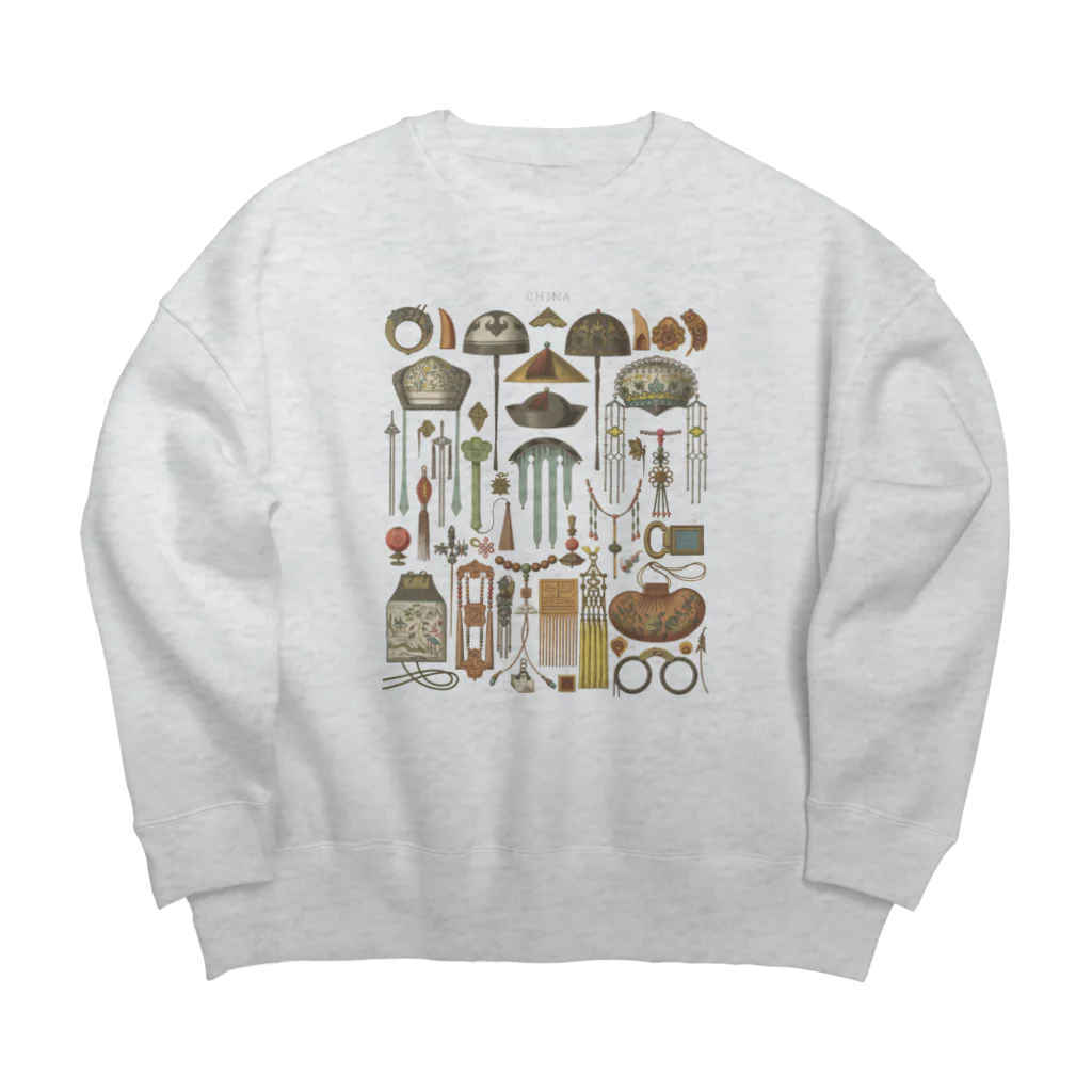 古書　天牛書店の中国の装飾品＜アンティーク・イラスト＞ Big Crew Neck Sweatshirt