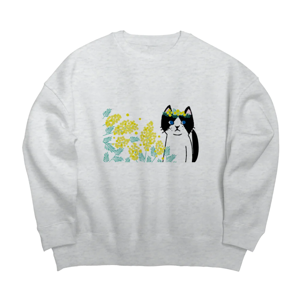 mapechiのハチワレねこ、ハッチとミモザ Big Crew Neck Sweatshirt