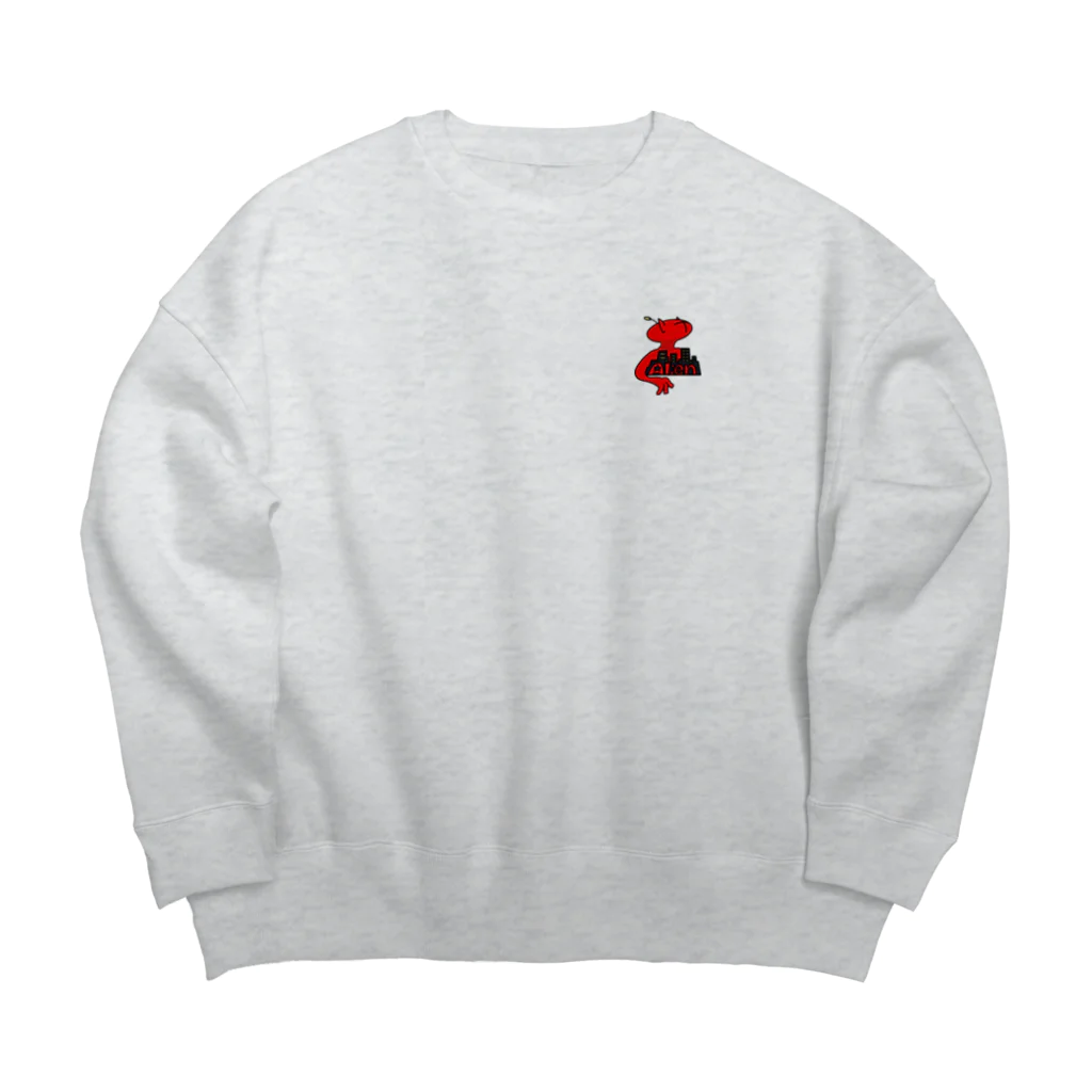 テキトードローイングのエイリアン(赤) Big Crew Neck Sweatshirt