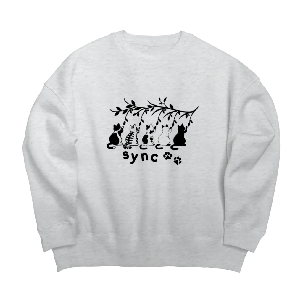 MegSan's free design🌷のシンクロにゃんこ Big Crew Neck Sweatshirt