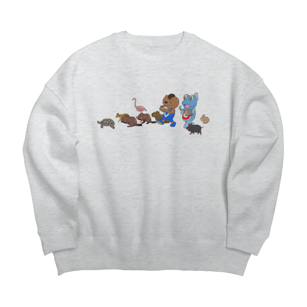 有明ガタァ商会のビバッチェくんとどうぶつ天国 Big Crew Neck Sweatshirt