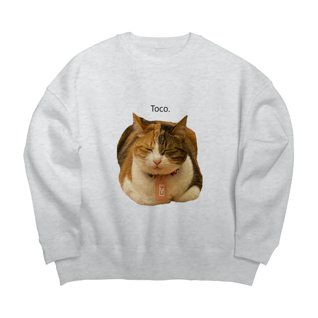 猫カフェ ぶぅたんグッズショップの仏のような寝顔のトコちゃん Big Crew Neck Sweatshirt