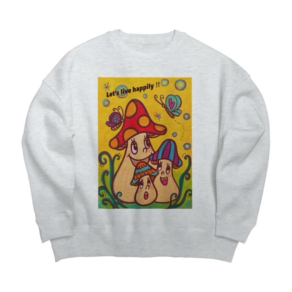 marimo shopのキノコの親子 Big Crew Neck Sweatshirt