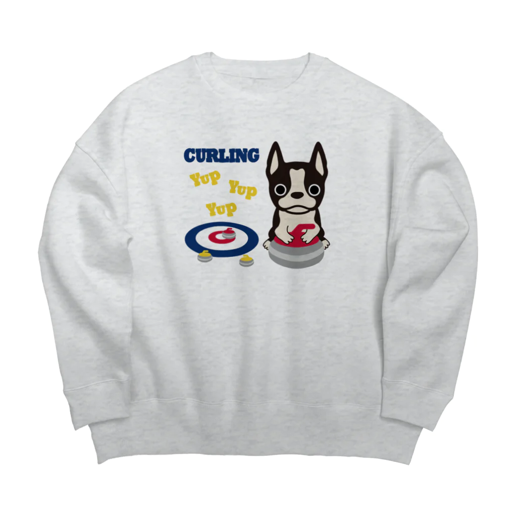 キッズモード某のカーリングとボストンテリア Big Crew Neck Sweatshirt