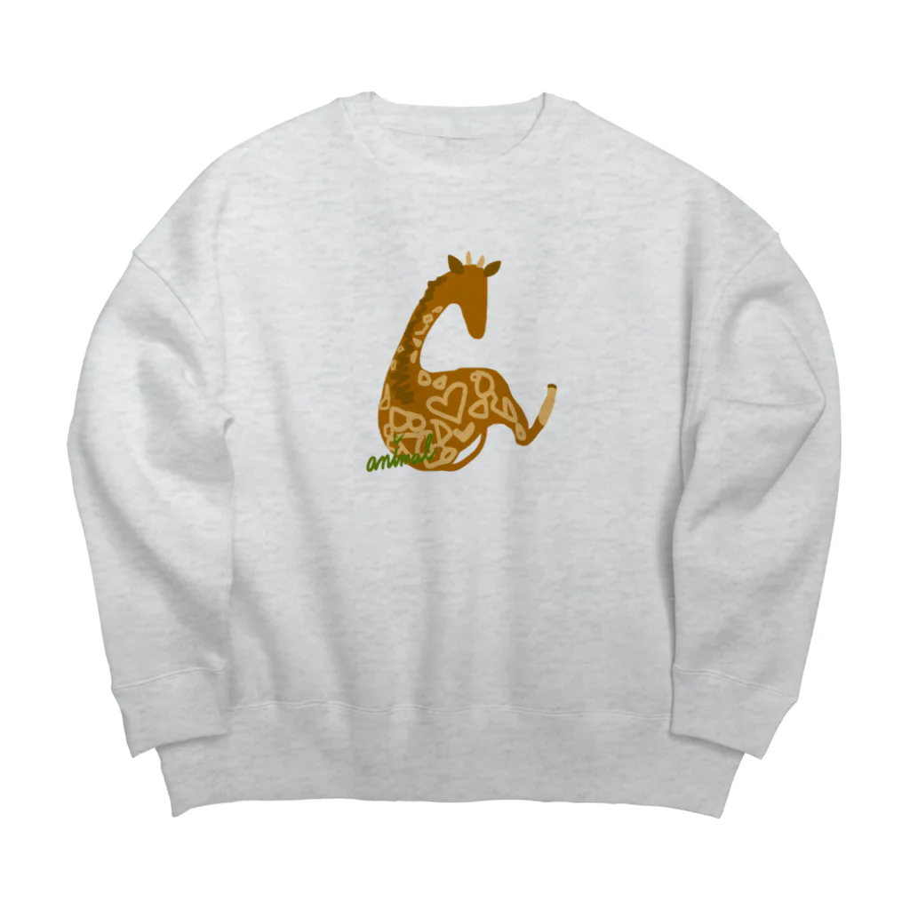 どうぶつYAのおすわりキリン Big Crew Neck Sweatshirt