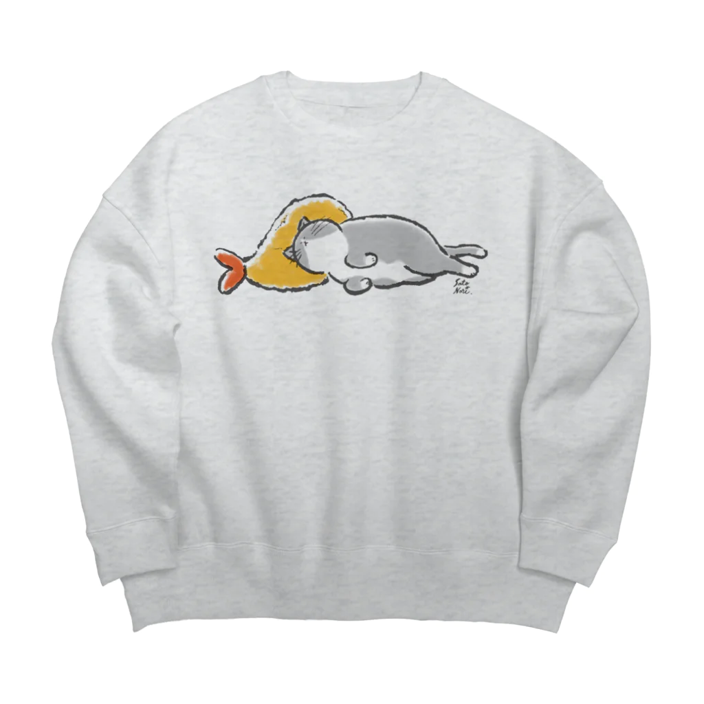 サトウノリコ*のピスピスゆーて寝るネコ【ハチワレグレー】 Big Crew Neck Sweatshirt