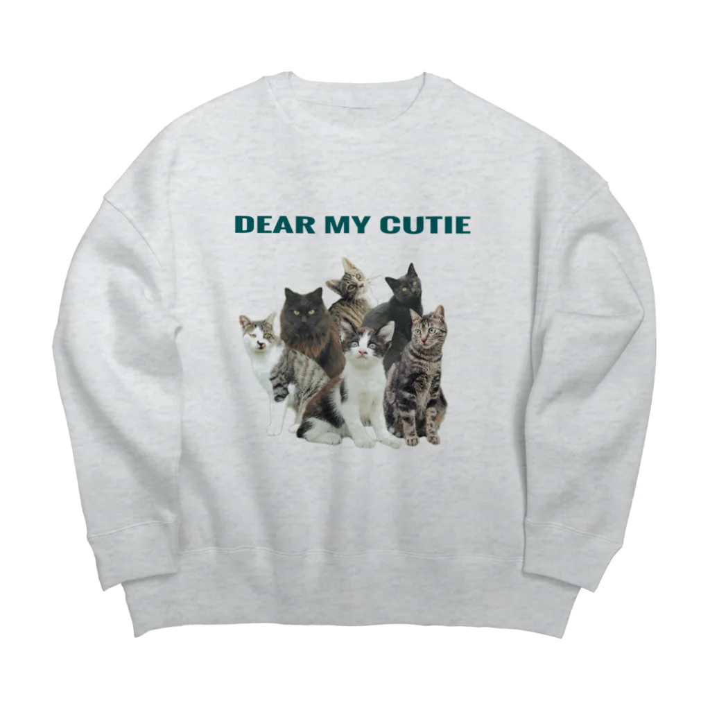 znd_ism_suzuriのDear my cutie CATS green Big Crew Neck Sweatshirt