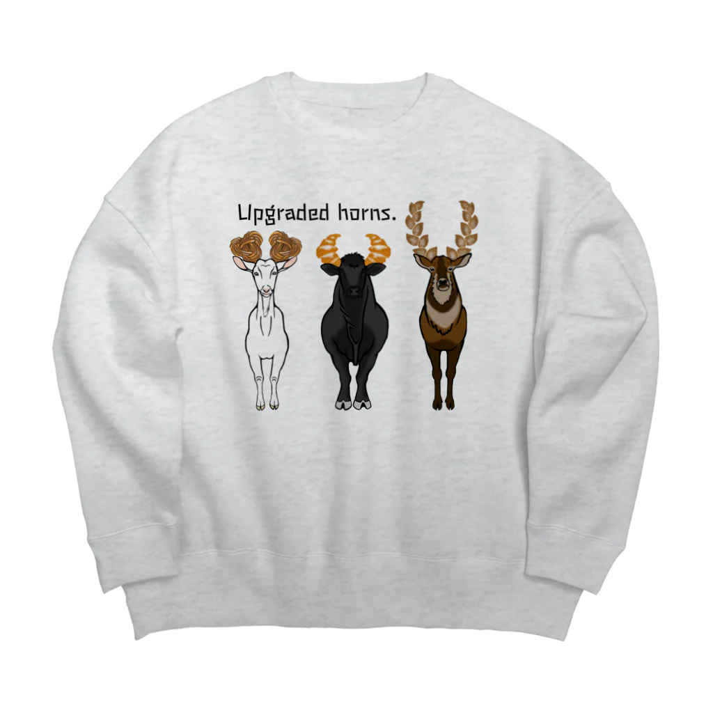 mayon's animal shopのUpgraded horns. つのパン Big Crew Neck Sweatshirt