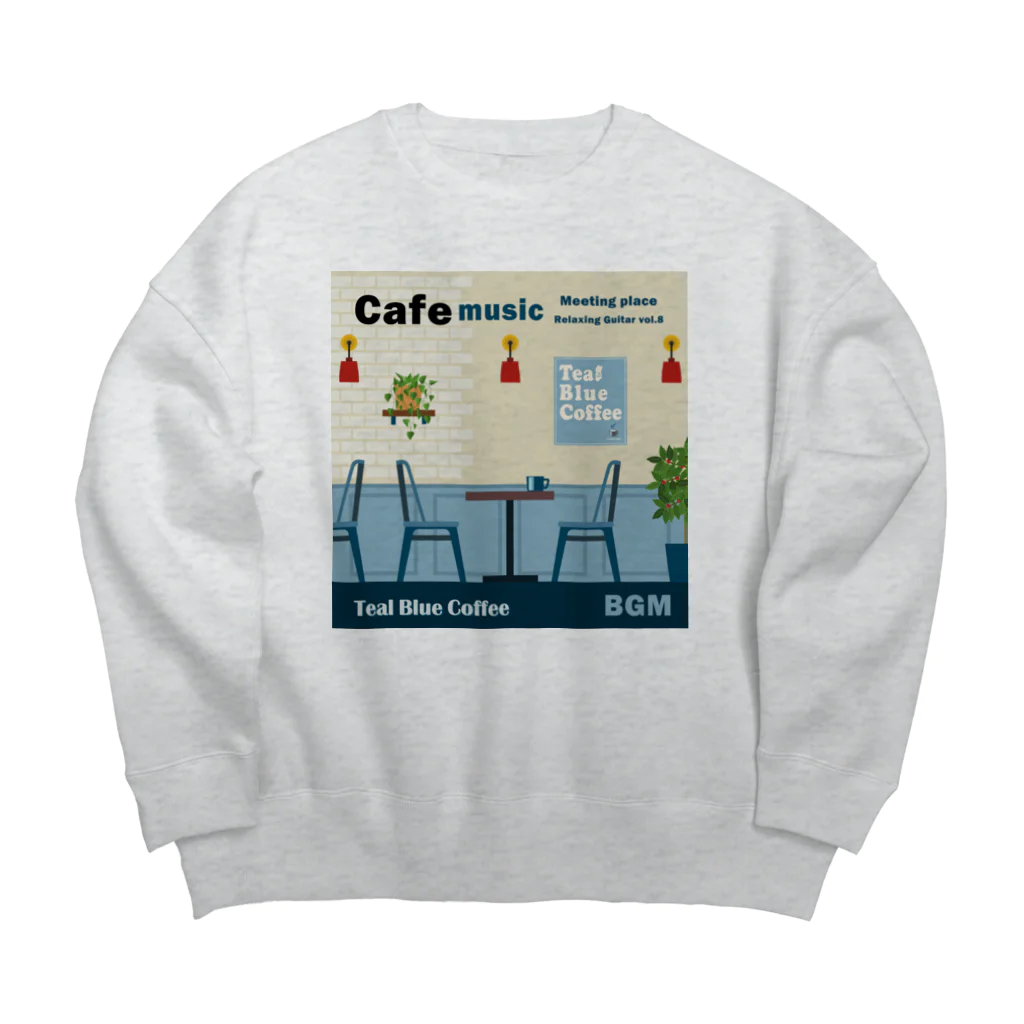 Teal Blue CoffeeのCafe music - Meeting place - Big Crew Neck Sweatshirt