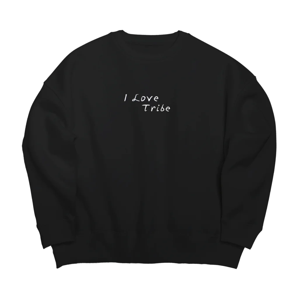 ミラくまのI LOVE Tribe　白文字背景透明 Big Crew Neck Sweatshirt