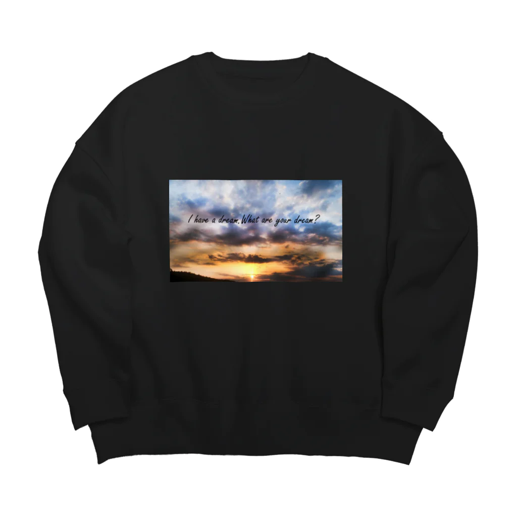 HAPPY and LUCKYの夕日を見ながら夢語ろ Big Crew Neck Sweatshirt