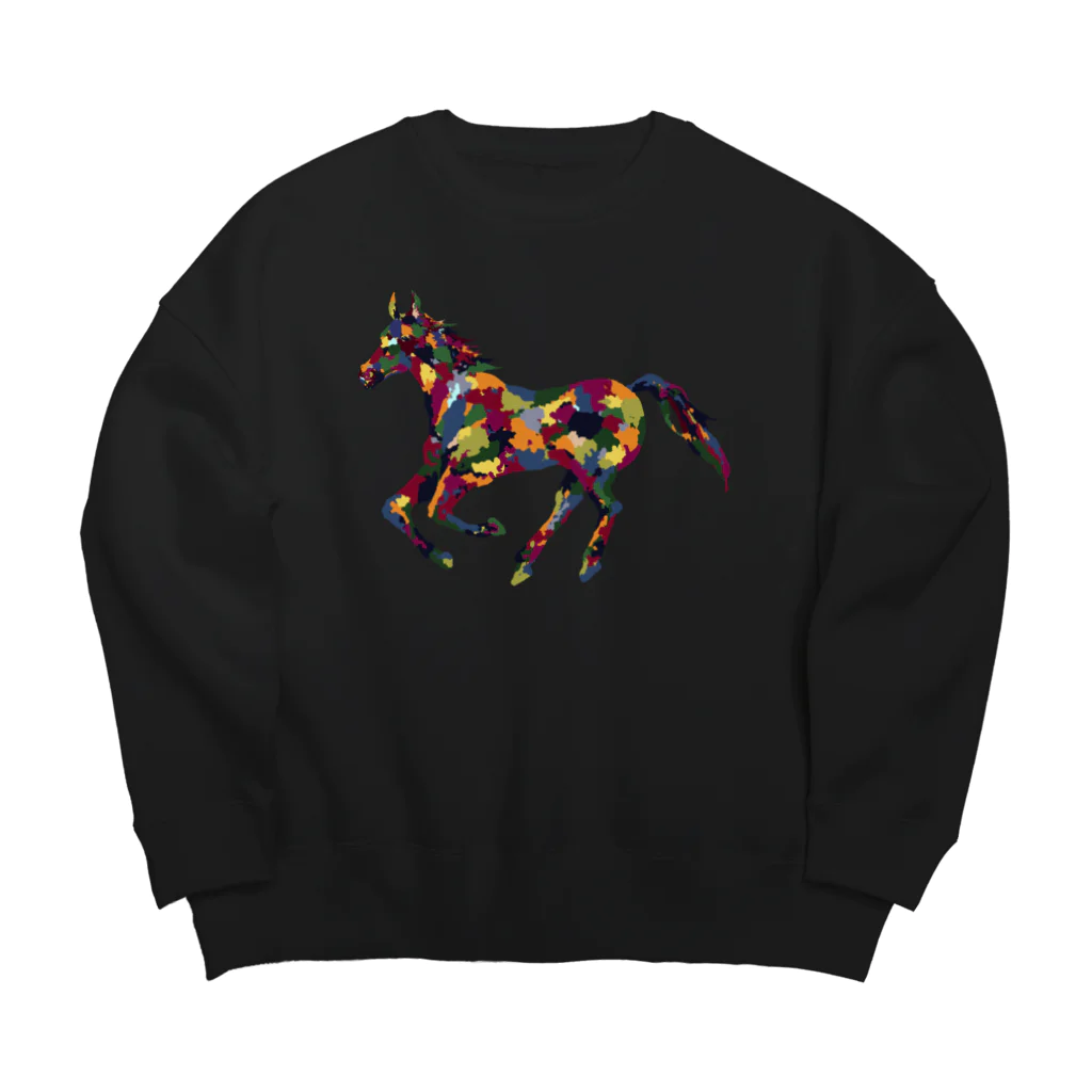 meiroのカラフルなホース Big Crew Neck Sweatshirt