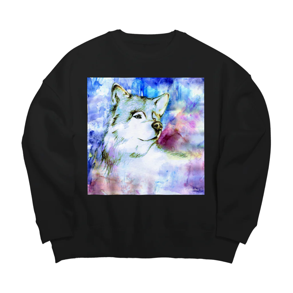 黒澤あおいのイラスト-オオカミ- Big Crew Neck Sweatshirt