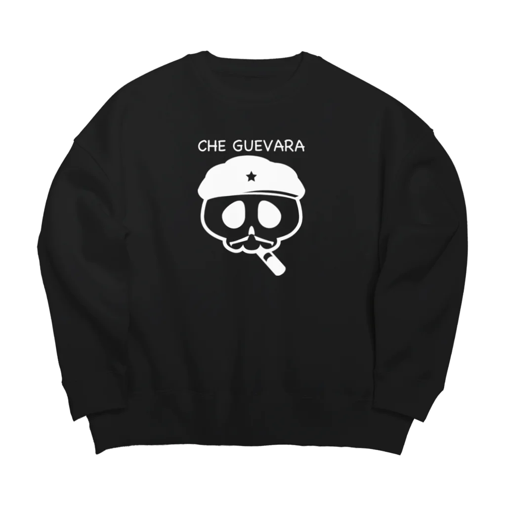 QUQU_WORKSのチェ・ゲバラスカル ホワイト Big Crew Neck Sweatshirt
