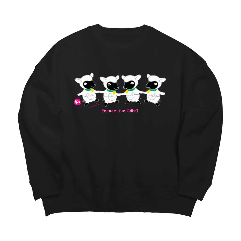 loveclonesのRespect the GOAT やぎさん おゆうぎ会 0592 黒ヤギ座 Big Crew Neck Sweatshirt