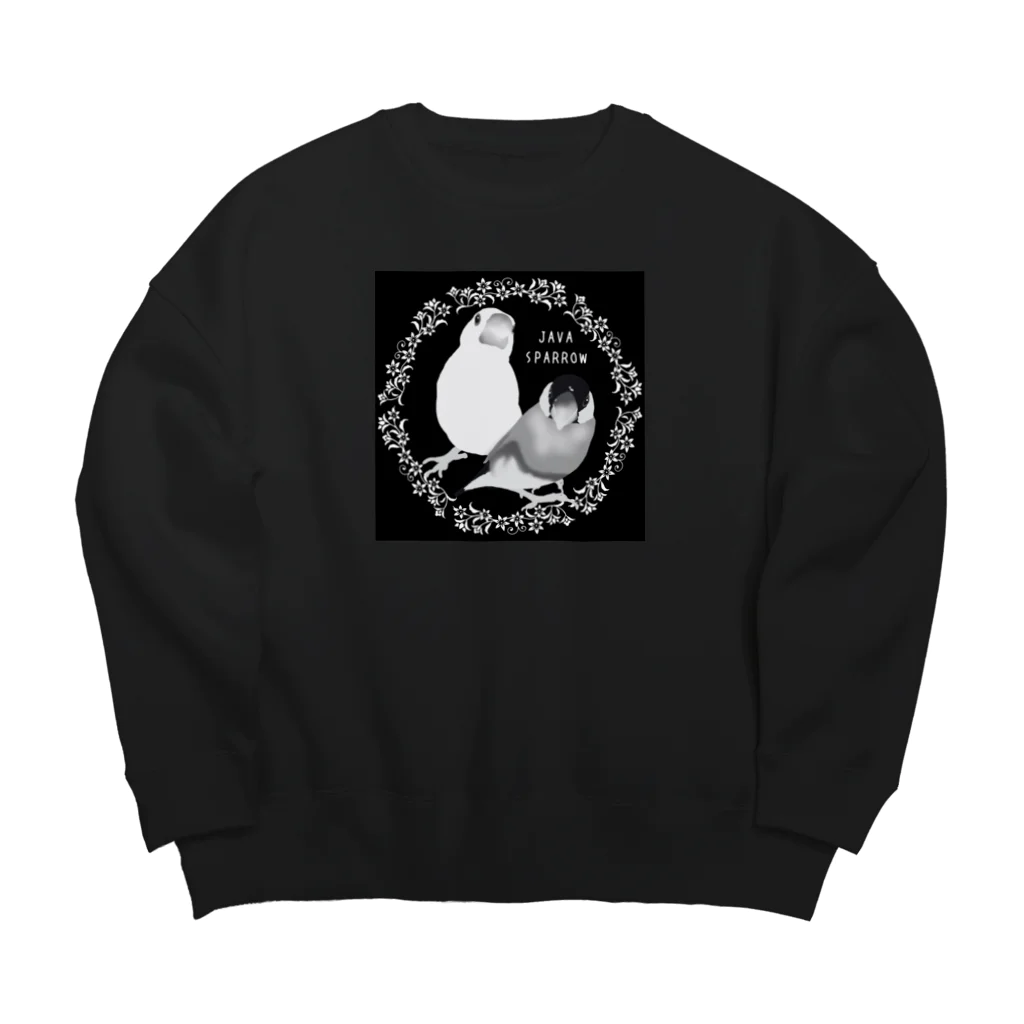 KINAKOLab@SUZURIのモノクロ文鳥さん Big Crew Neck Sweatshirt