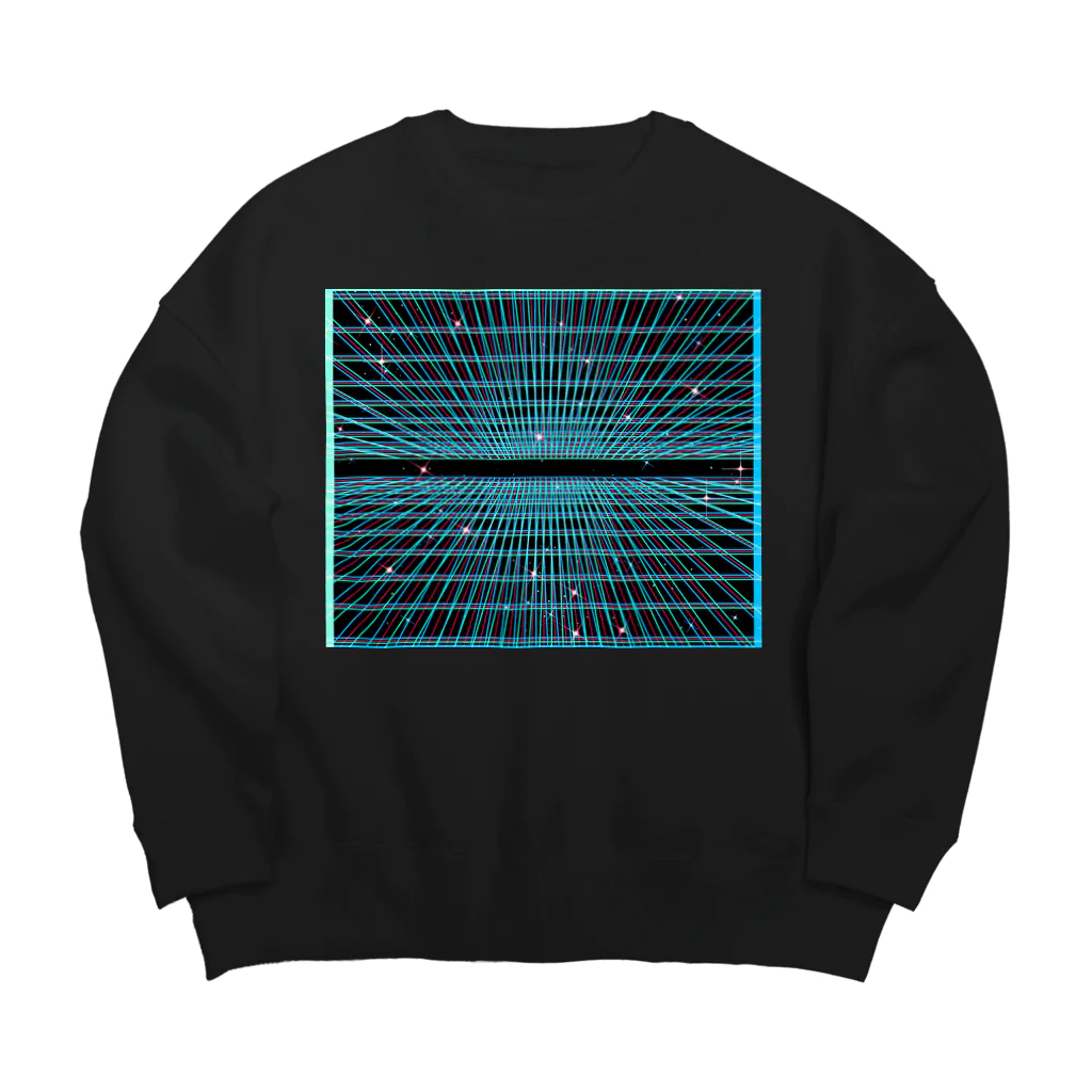 LalaHangeulの遠近グリッドのネオン宇宙 Big Crew Neck Sweatshirt