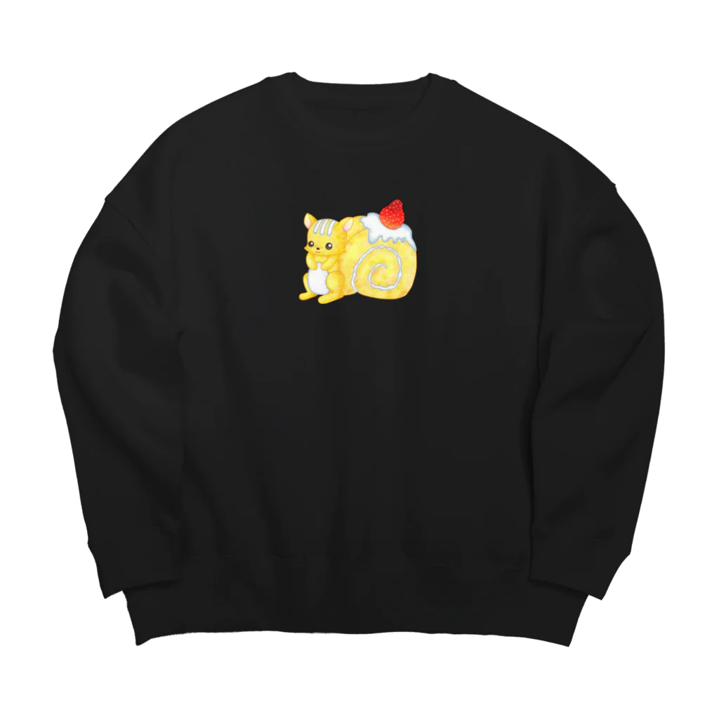 satoayaのアニマルカフェのフードアニマル　ロールケーキリス Big Crew Neck Sweatshirt