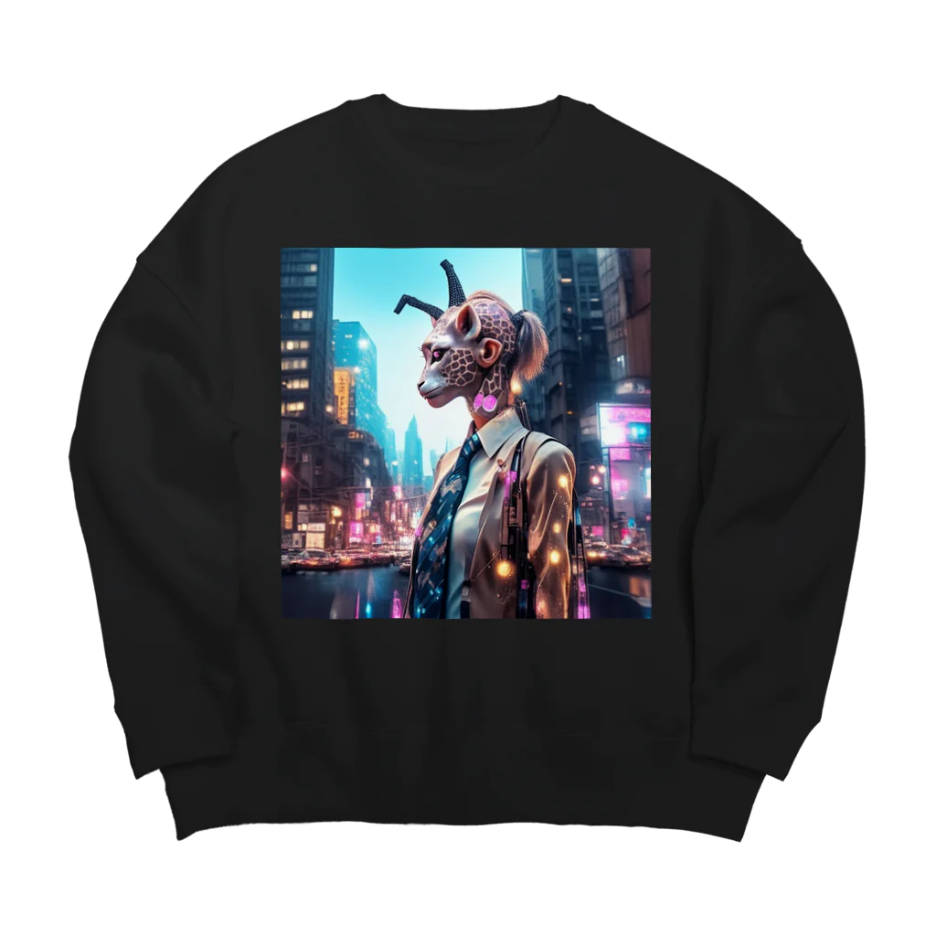 𝔔𝔘𝔒ℜℑ𝔄のCyberpunk giraffe Big Crew Neck Sweatshirt