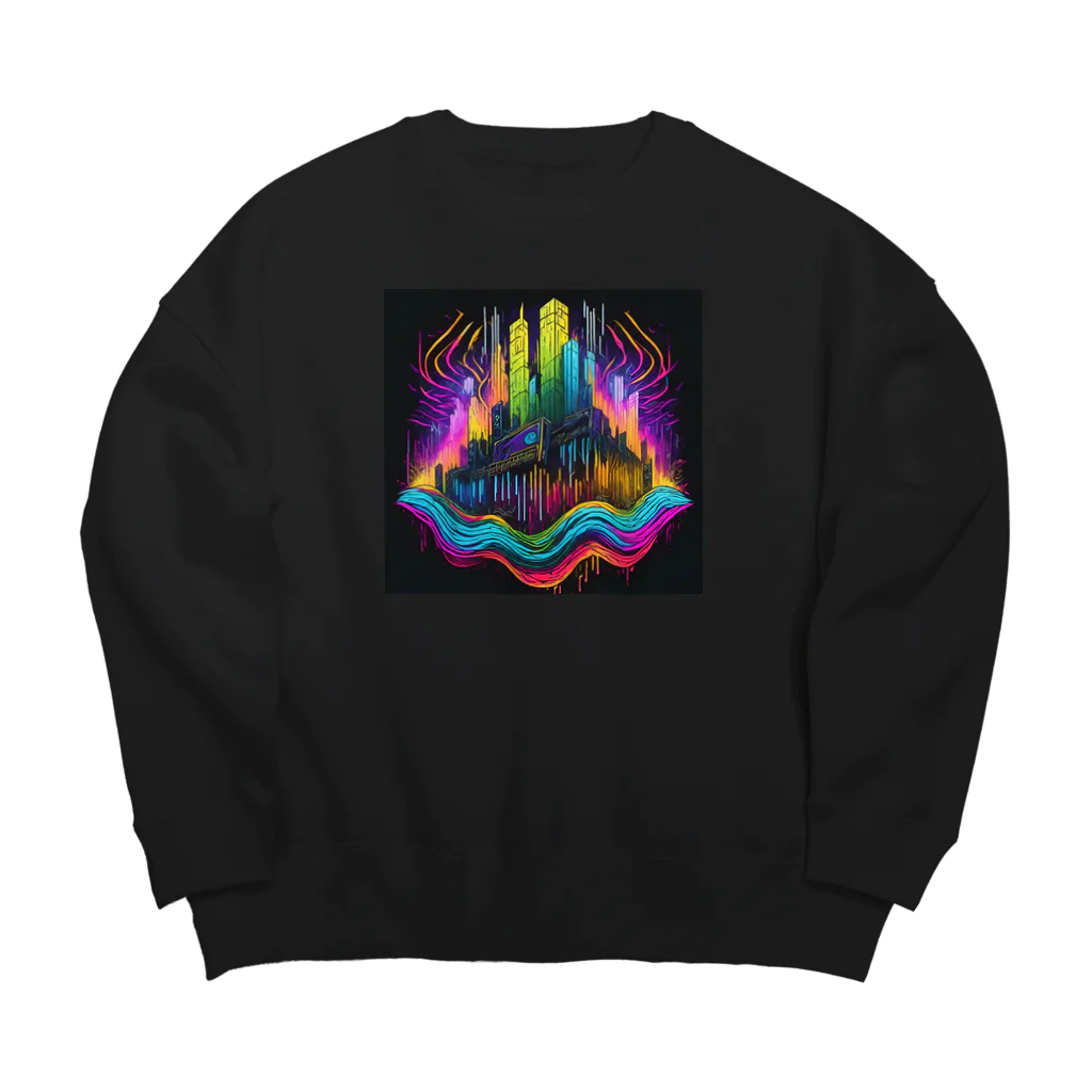 のんびりアート工房のサイバーパンク都市 Big Crew Neck Sweatshirt