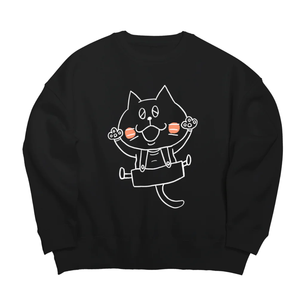 猫沢商店の猫のボン太グッズ（白線） Big Crew Neck Sweatshirt