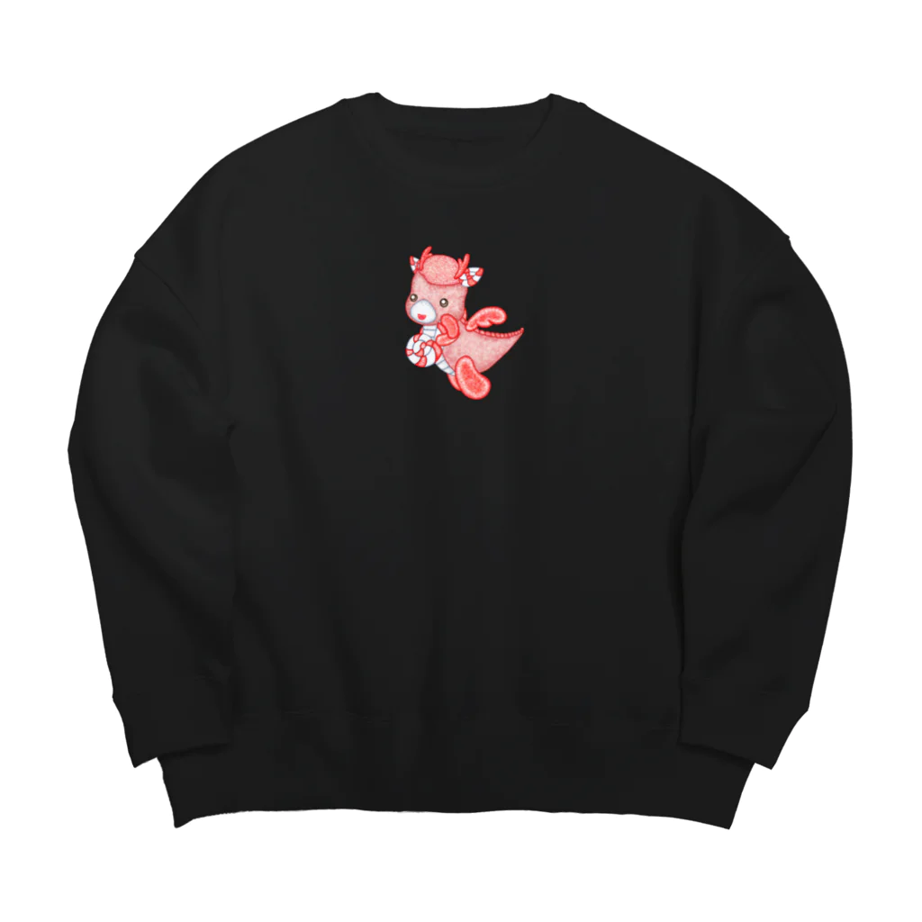 satoayaのアニマルカフェのキャンディードラゴン　赤 Big Crew Neck Sweatshirt