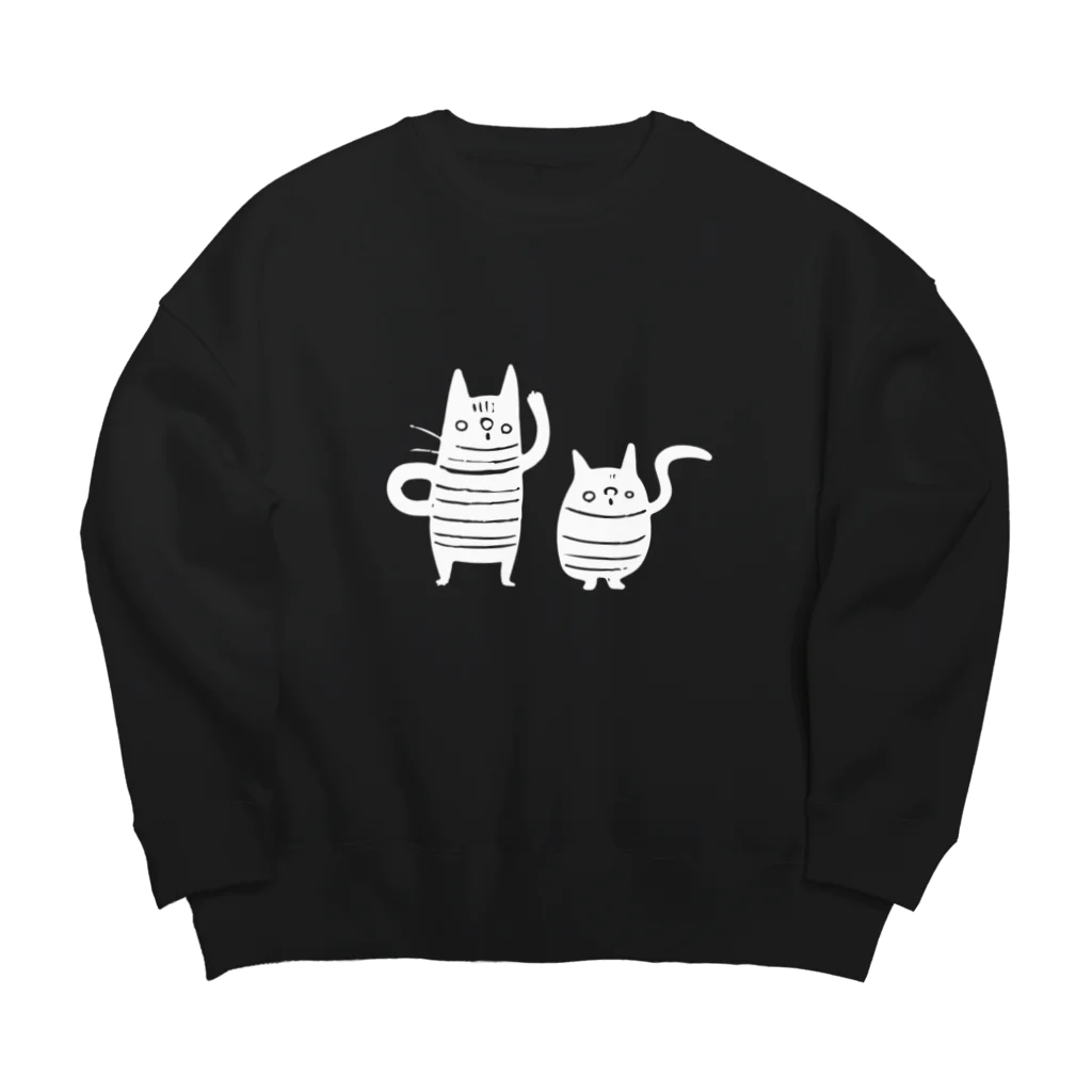 にゃーものお店のくろねこずホワイト Big Crew Neck Sweatshirt