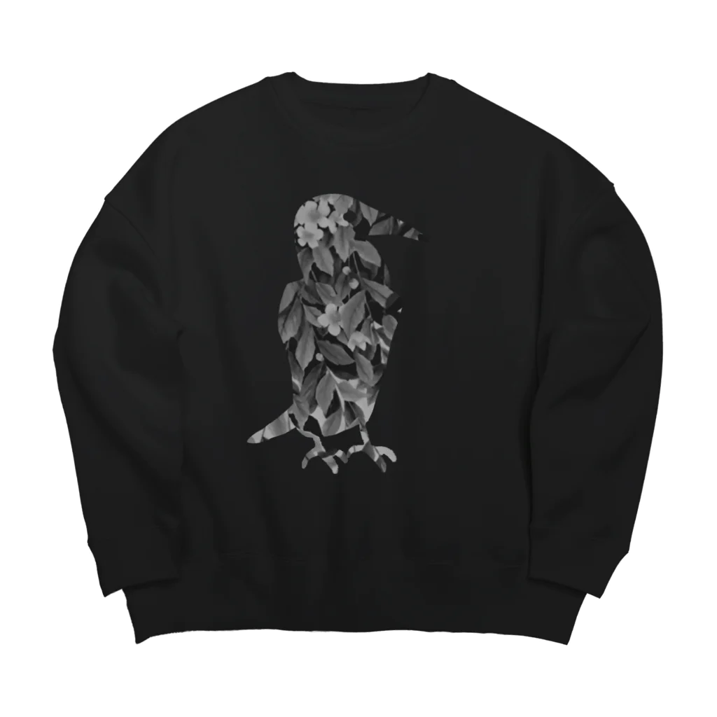 八島の灰色の葉と烏 Big Crew Neck Sweatshirt