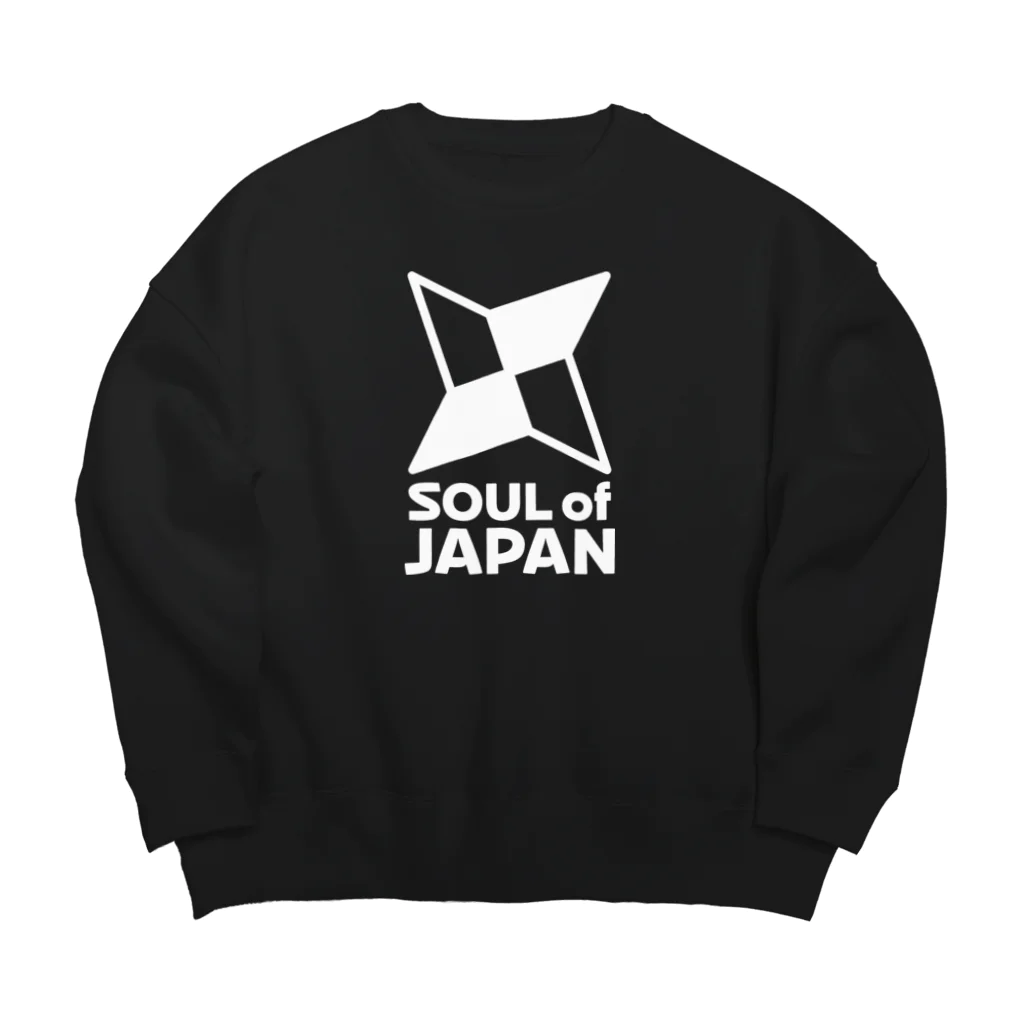 QUQU_WORKSのソウルオブジャパン 折り紙の手裏剣デザイン 大和魂 日本 ホワイト Big Crew Neck Sweatshirt