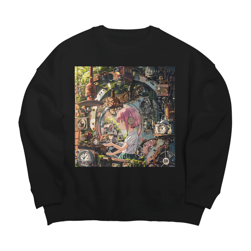 TwinkleBeetleのgirl in the clock Big Crew Neck Sweatshirt