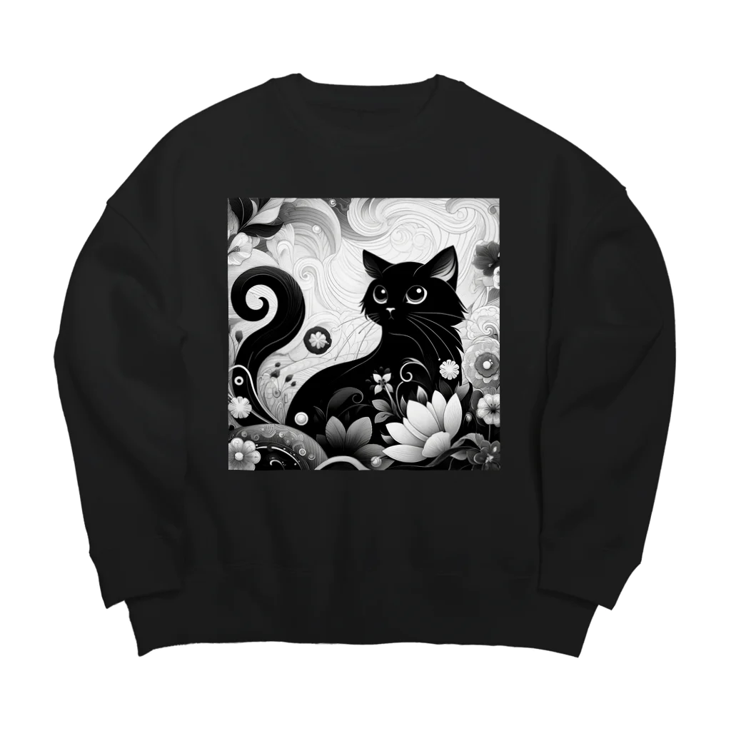 MONOQLO-no-SEKAIの風に舞う花と猫の詩 Big Crew Neck Sweatshirt