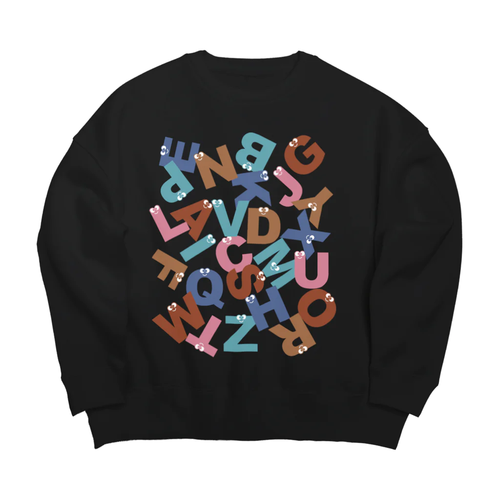 親子設計 ruchire 『知育文字』のアルファベットメンメ付 Big Crew Neck Sweatshirt