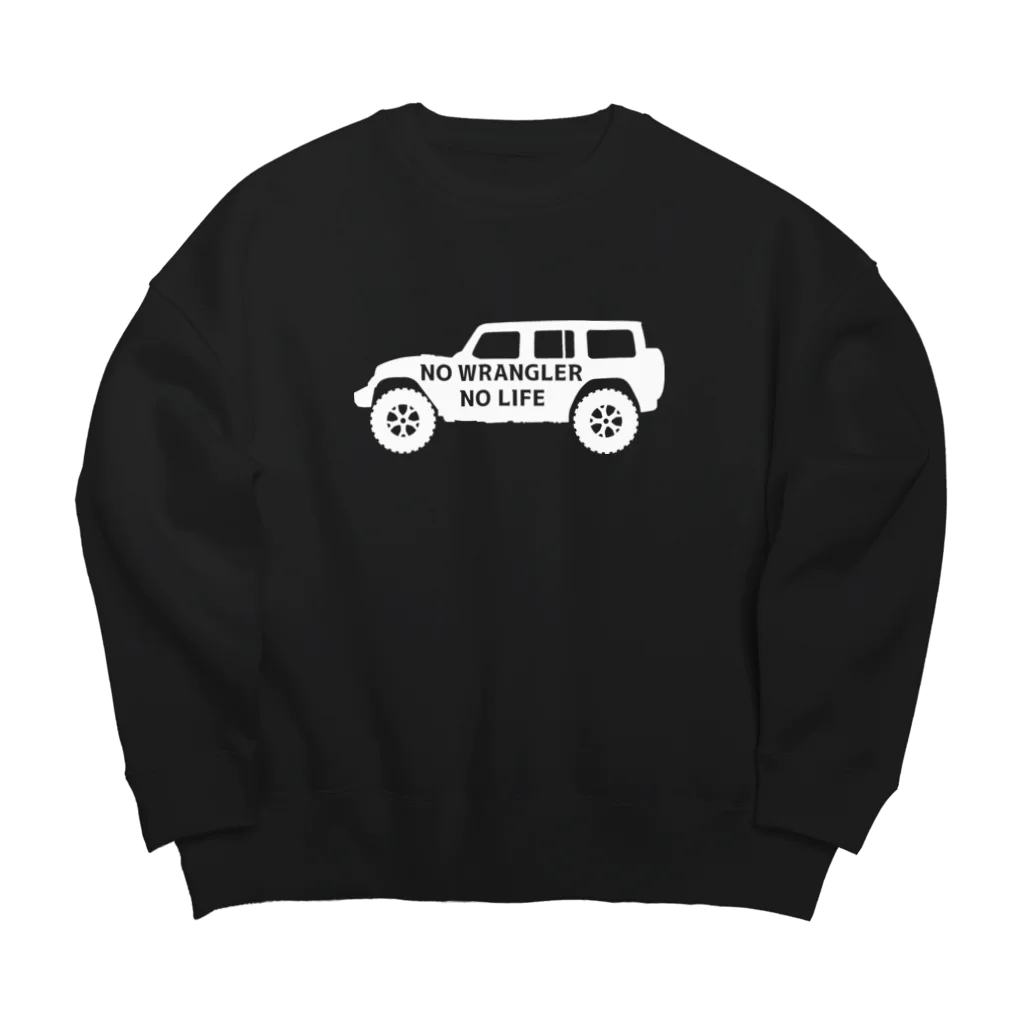 QUQU_WORKSのノーラングラーノーライフ ジープ ホワイト Big Crew Neck Sweatshirt