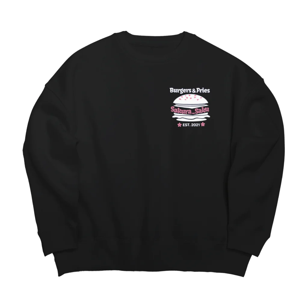 Burgers&Fries Sakura_SakuのBurgers&Fries Sakura_Saku ロゴアイテム（ホワイト） Big Crew Neck Sweatshirt