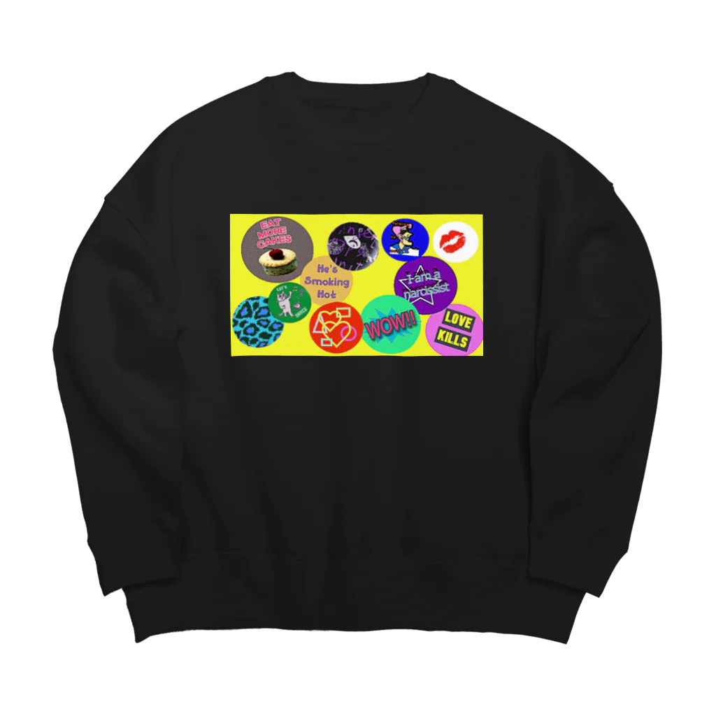 PAW WOW MEOWの80年代風ステッカー☆彡 Big Crew Neck Sweatshirt