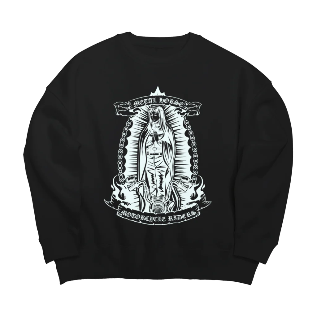 METAL HORSE 金属の馬のMETAL HORSE バイカーマリア ホワイト Big Crew Neck Sweatshirt