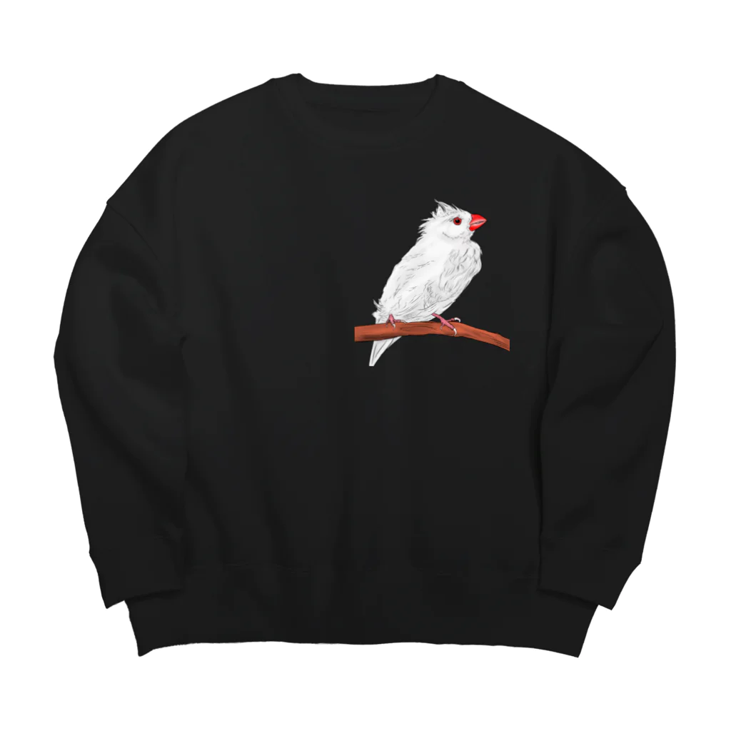 Lily bird（リリーバード）の水浴びした白文鳥さんグッズ Big Crew Neck Sweatshirt