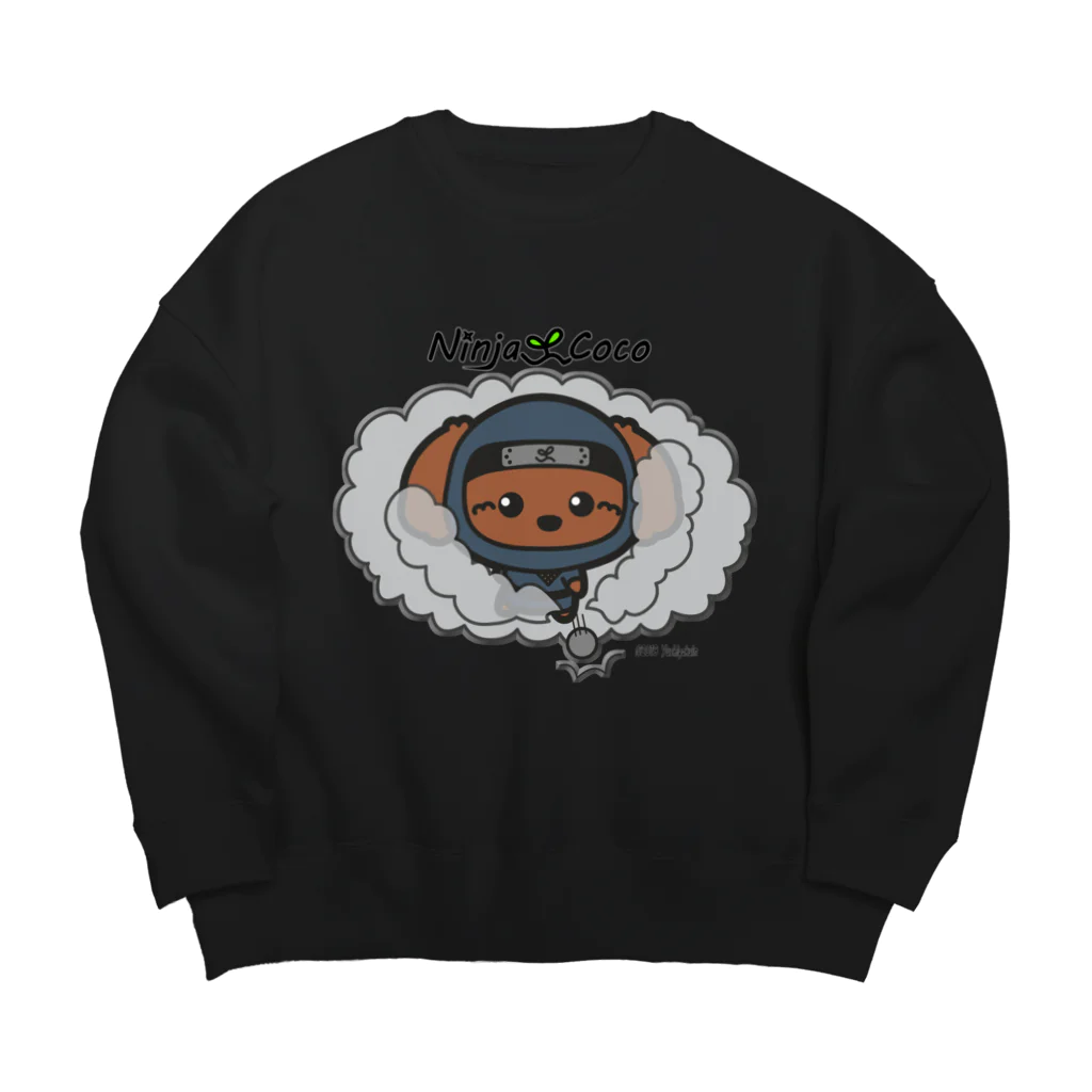 Ninja Cocoの忍者プードル犬の志ちゃん　ぼむっっ（黒・濃色） Big Crew Neck Sweatshirt