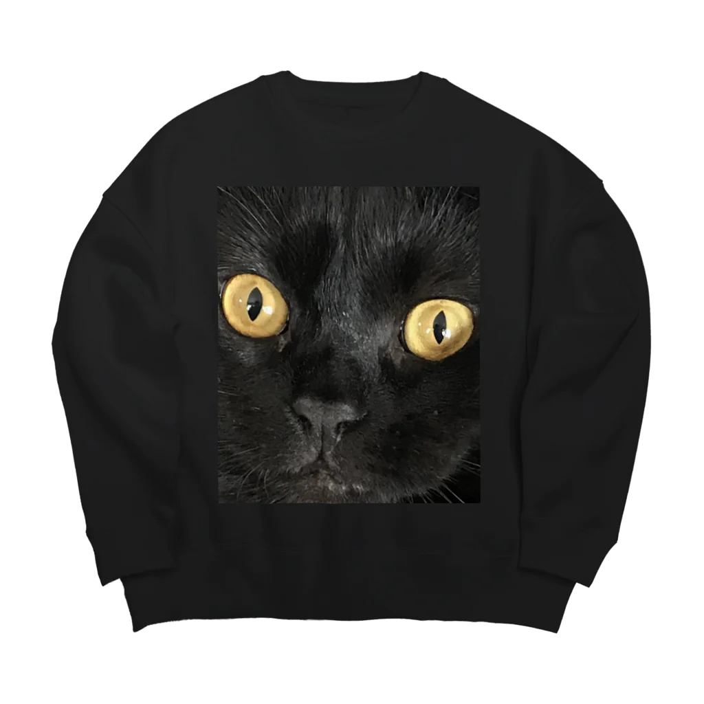 ちょこれーときゃっとの顔面拡大黒猫カカオたん Big Crew Neck Sweatshirt