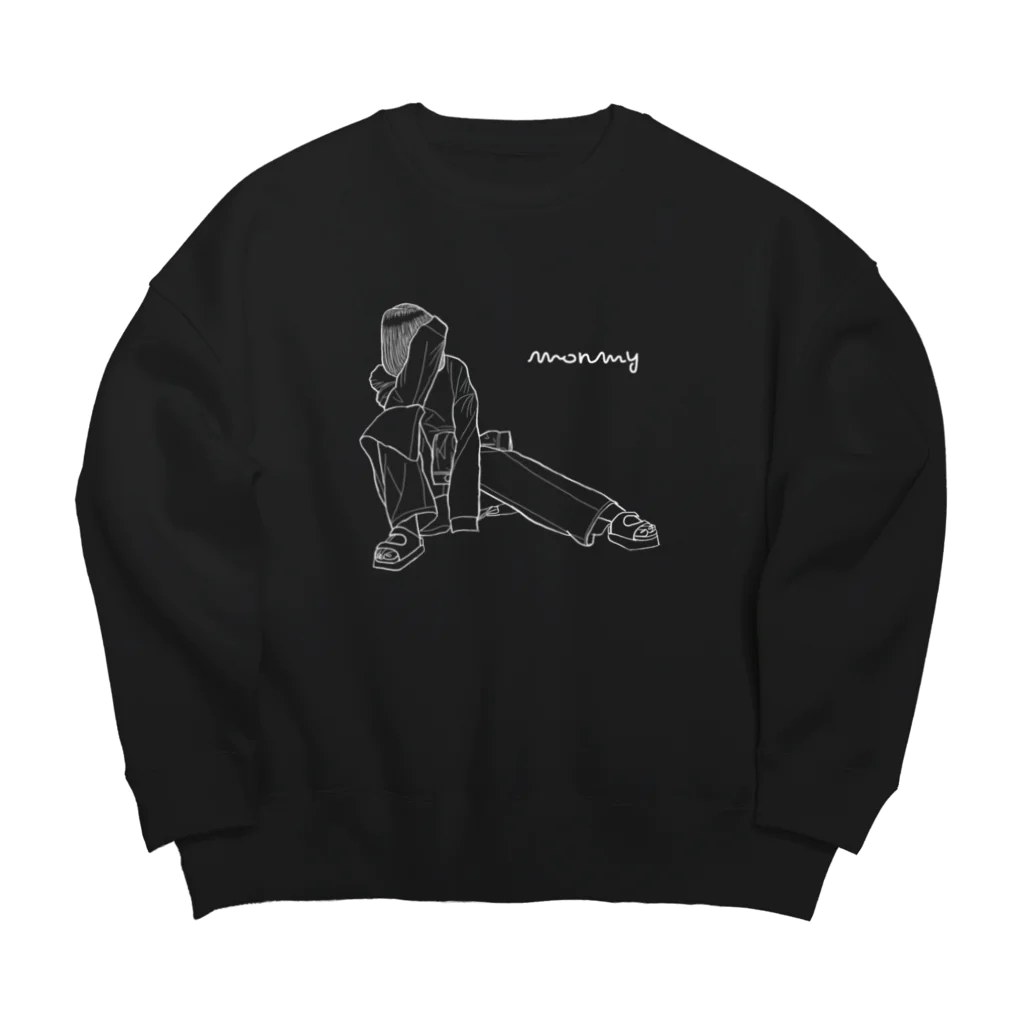 monmyの黒の大きいスウェット Big Crew Neck Sweatshirt