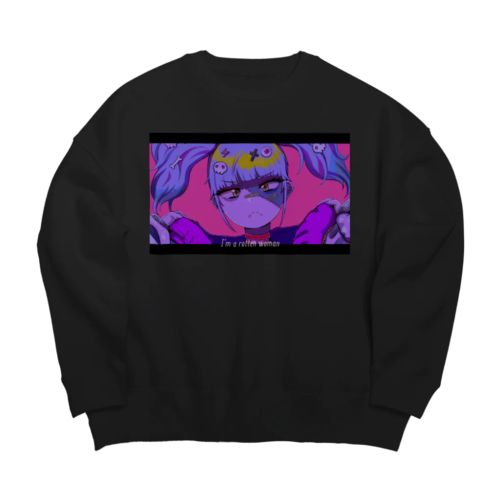 赤ZUKINのゾンビガール Big Crew Neck Sweatshirt