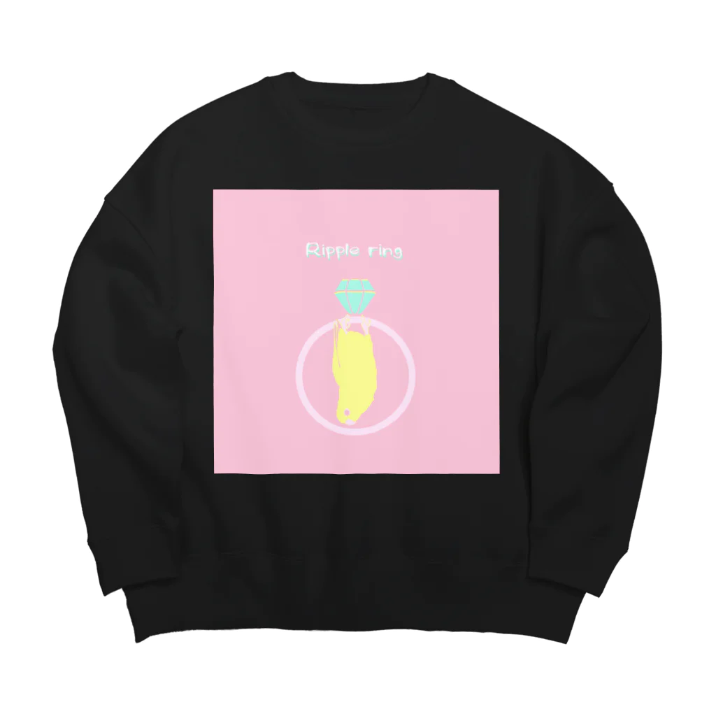 インコデザインのRipple ring-黄 Big Crew Neck Sweatshirt