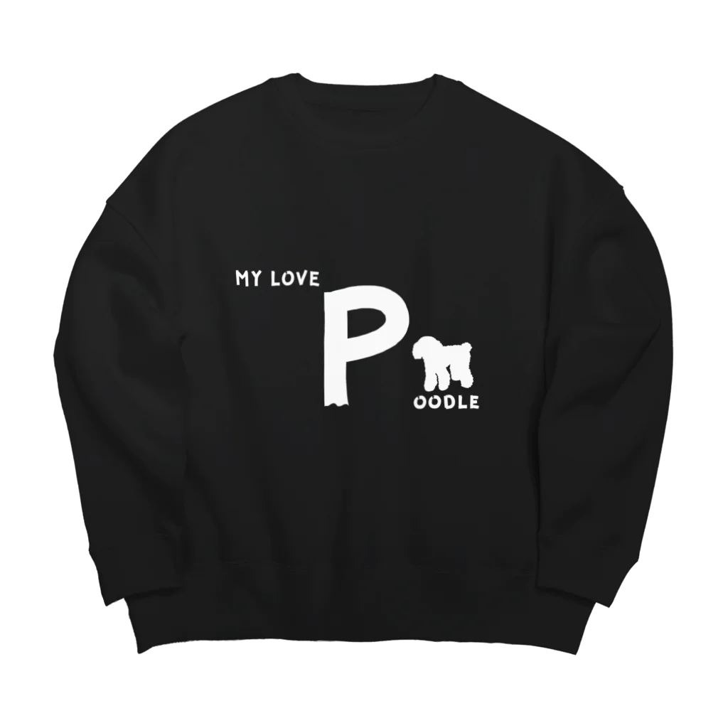 onehappinessのMY LOVE POODLE（プードル）　ホワイト Big Crew Neck Sweatshirt