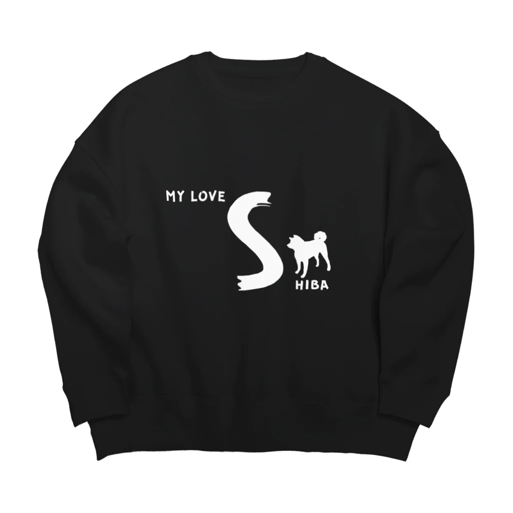 onehappinessのMY LOVE SHIBA（柴犬）　ホワイト Big Crew Neck Sweatshirt