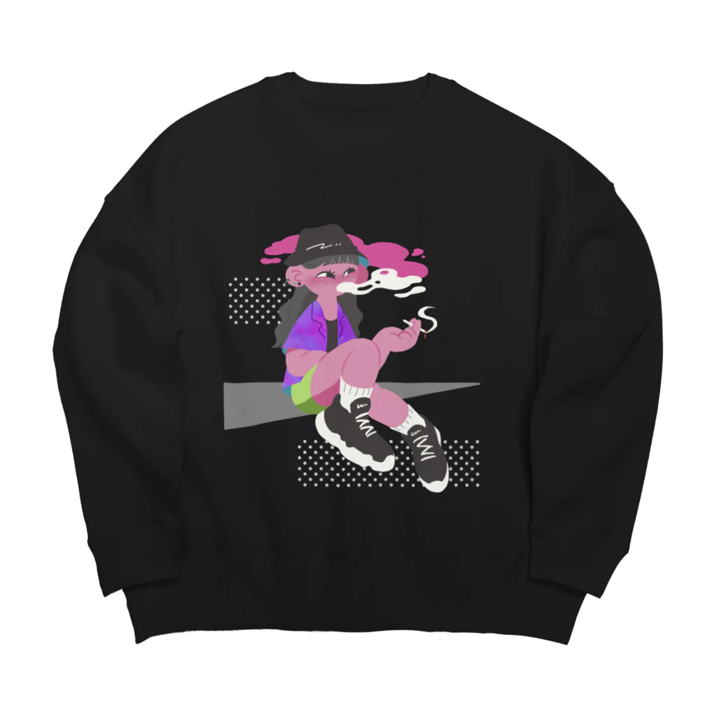 ---✄𝙼𝚁𝚊𝙼𝚁𝚊✄---のけむい系女子(ロングヘア) Big Crew Neck Sweatshirt