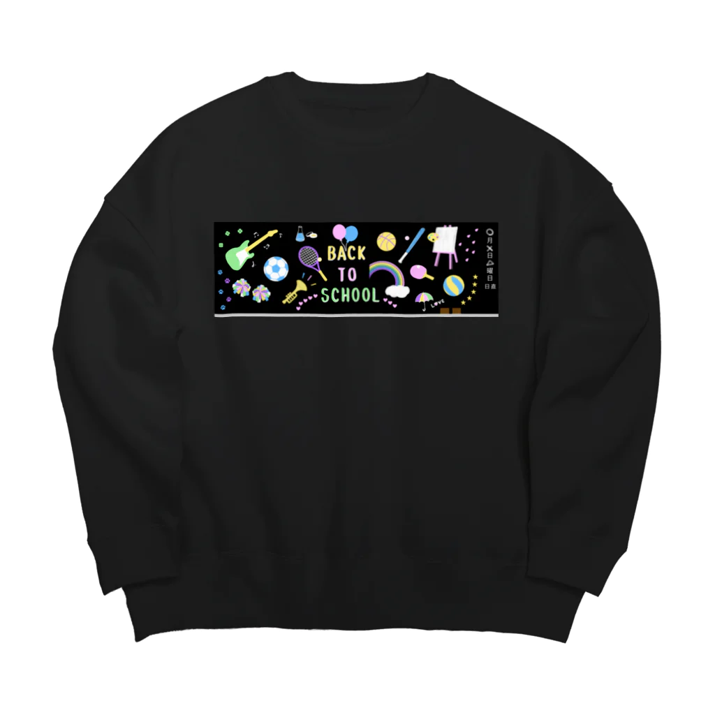 ぽんぽこあんぽんたんのエモい黒板　黒 Big Crew Neck Sweatshirt