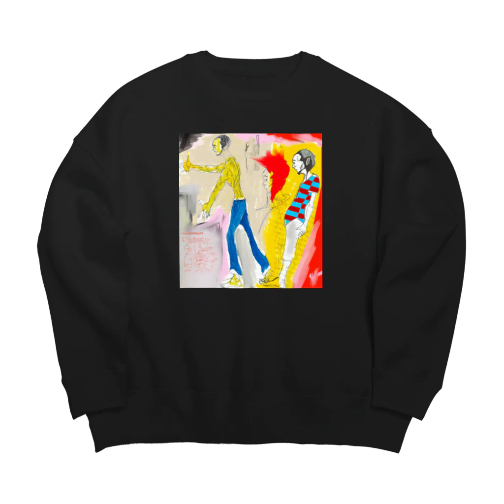 㐂十ショップの抽象絵アイテム Big Crew Neck Sweatshirt