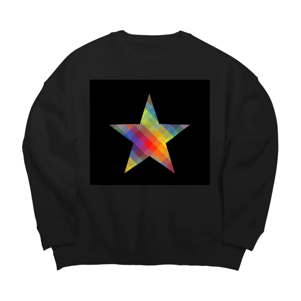 綺麗何学模様の虹×スター×虹（ブラック） Big Crew Neck Sweatshirt